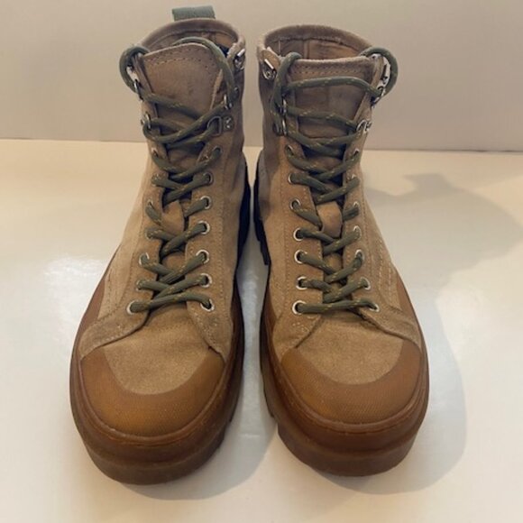 Zara Suede Military/ combat Style boots Beige Size 38 (7.5) - Picture 2 of 14